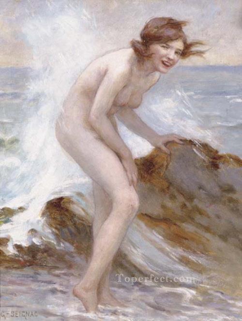 浴女ギョーム・セニャックの古典的なヌード油絵